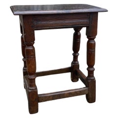 17th Century English Oak Joint Stool / Side Table
