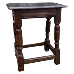 Antique 17th Century English Oak Joint Stool / Side Table