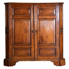 Italian Baroque Period Paneled Walnut Sacrestia Cabinet, Late 17th Century