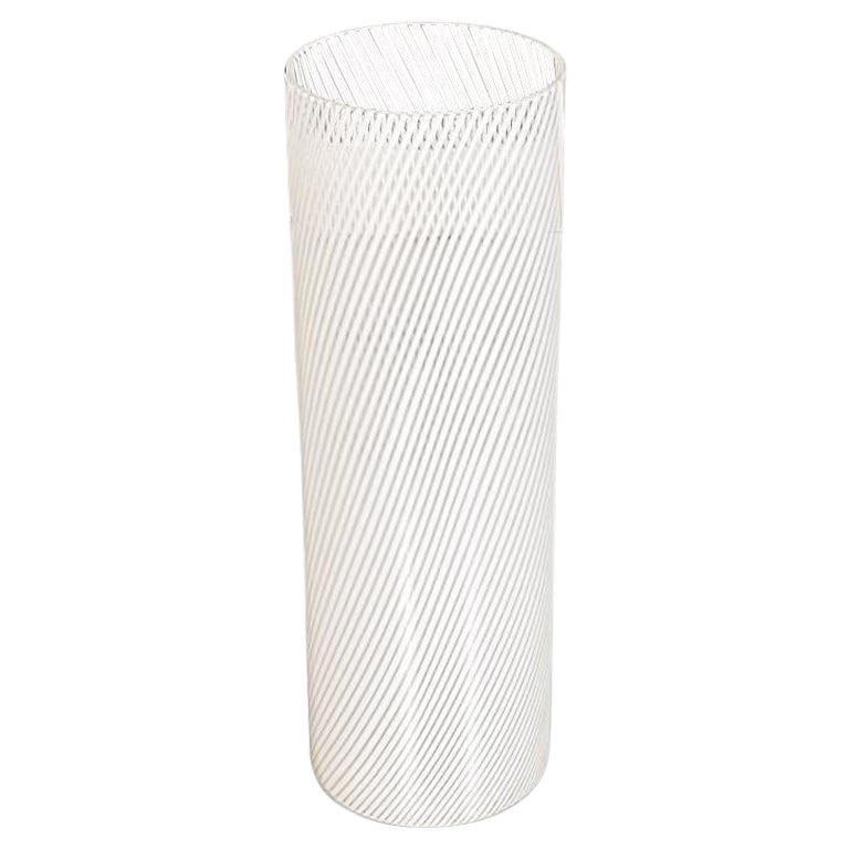 Italian Mid-Century Modern Vase in White and Transparent Murano Glass Vase, 1960 For Sale