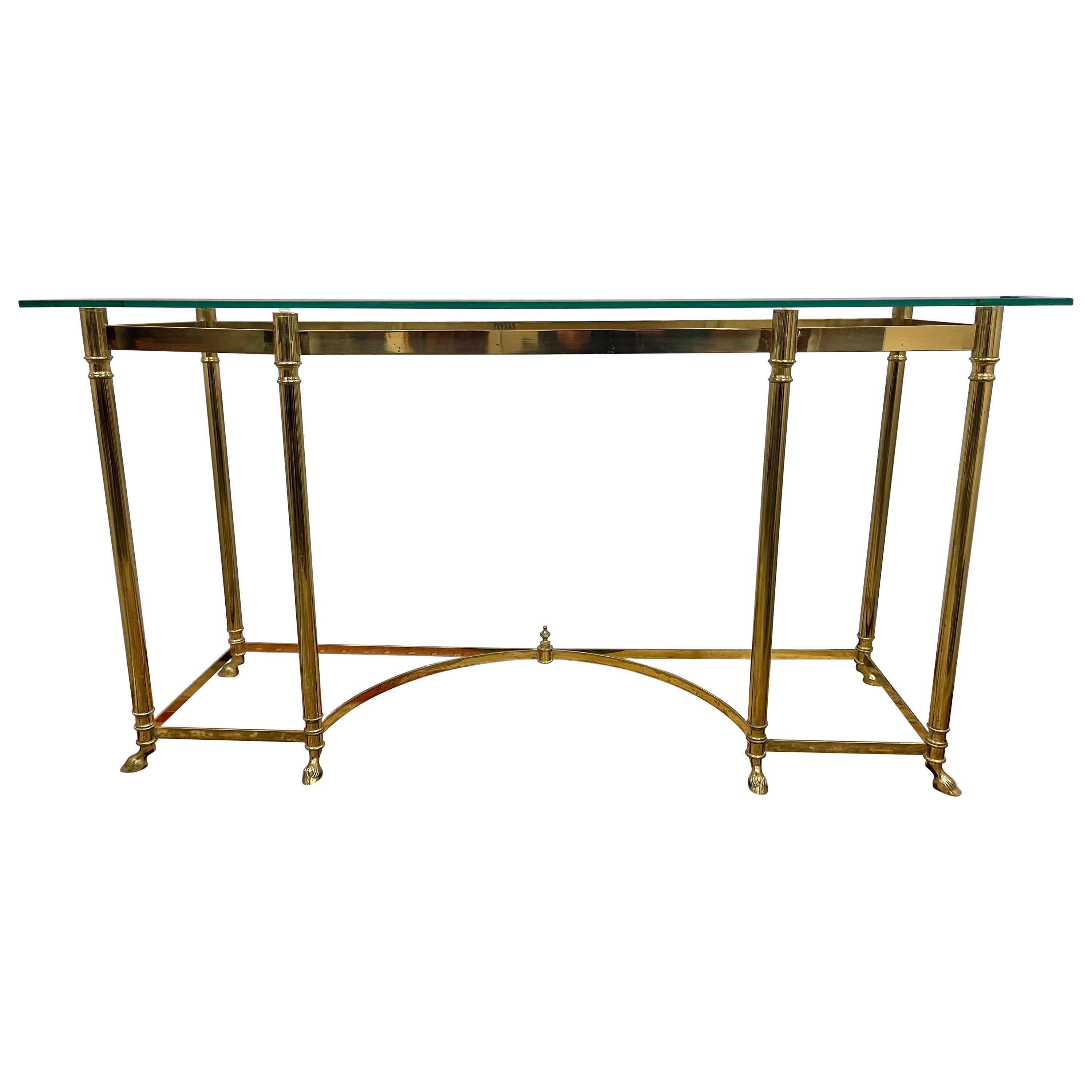 Maison Jansen Mid-Century Modern Brass and Glass Console Table Made in Italy