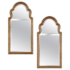 Fine Pair of Large Queen Anne Style Giltwood Mirrors