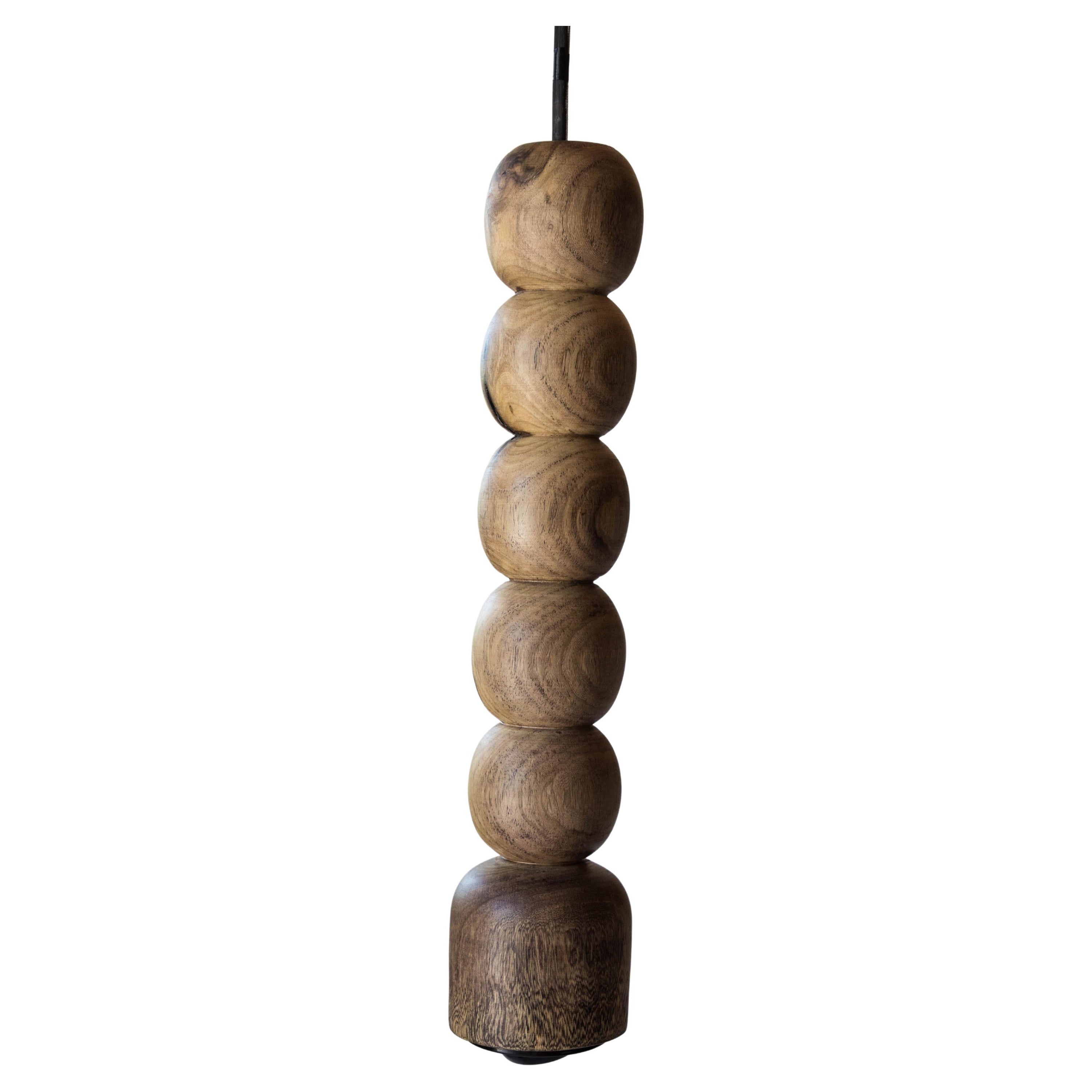 Lampe à suspension en bois naturel L6 d'origine par Daniel Orozco