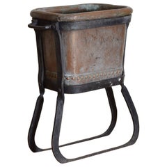 French Early 19th Century Copper and Hand-Forged Iron Marmalade Pot on Stand
