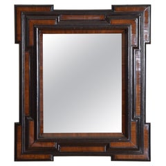 Italian Late Baroque Period Walnut & Ebonized Veneered Mirror, 17th/18th Cen