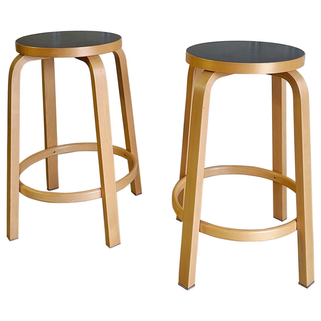 Authentic High Stool 64 Counter Stool in Black by Alvar Aalto and Artek