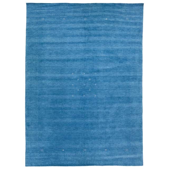 Dark Blue Wool Gabbeh Style Area Rug with Tribal Elements at 1stDibs ...
