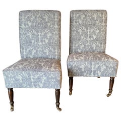 Pair English 19th Century Slipper Chairs