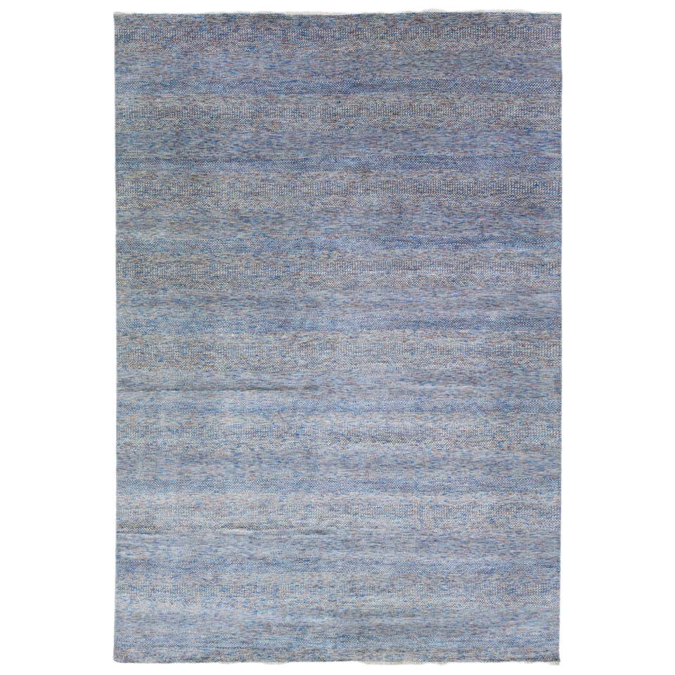 Green Modern Savannah Handmade Geometric Square Wool Rug at 1stDibs