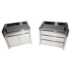 Karl Springer Polished Steel Nightstands