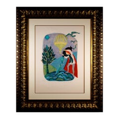 Vintage Judith Bledsoe Aquarius Zodiac Signed Contemporary Lithograph 24/250 Framed