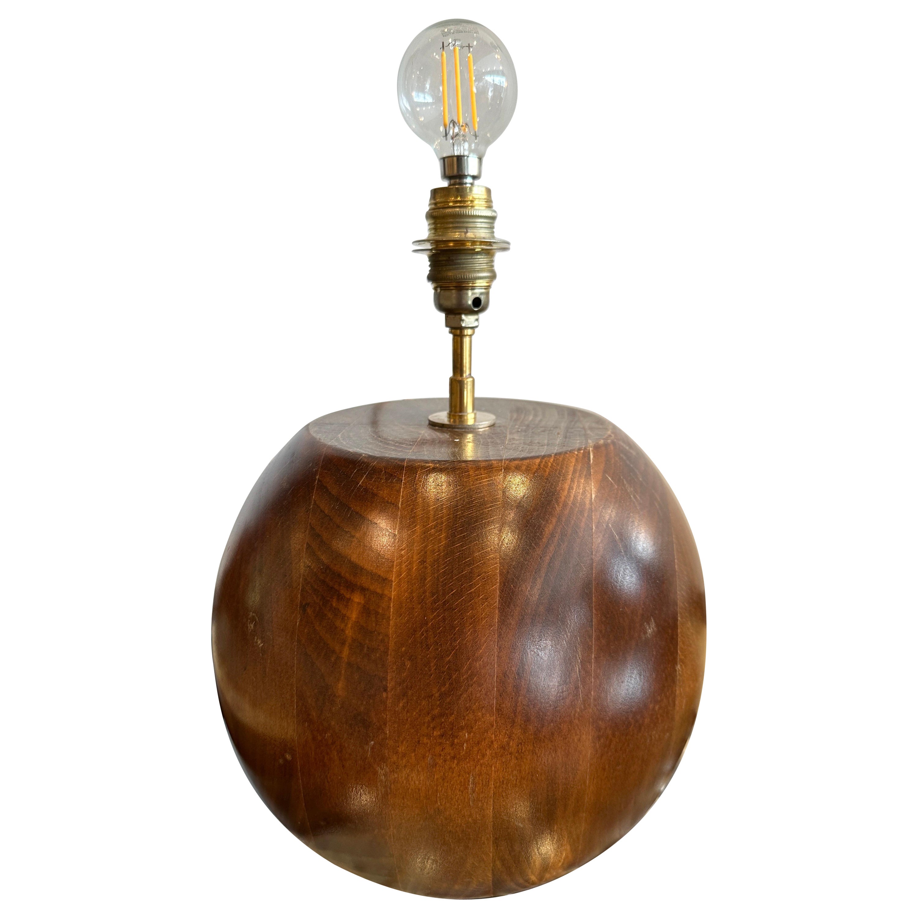 Mid-Century Scandinavian Large Teak Wood Globe Table Lamp For Sale