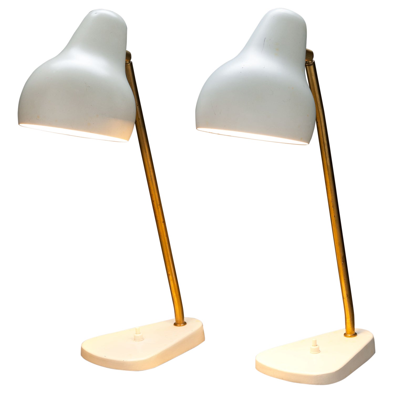 Early Pair '2' of Vl Table Lamps by Vilhelm Lauritzen by Louis Poulsen For Sale