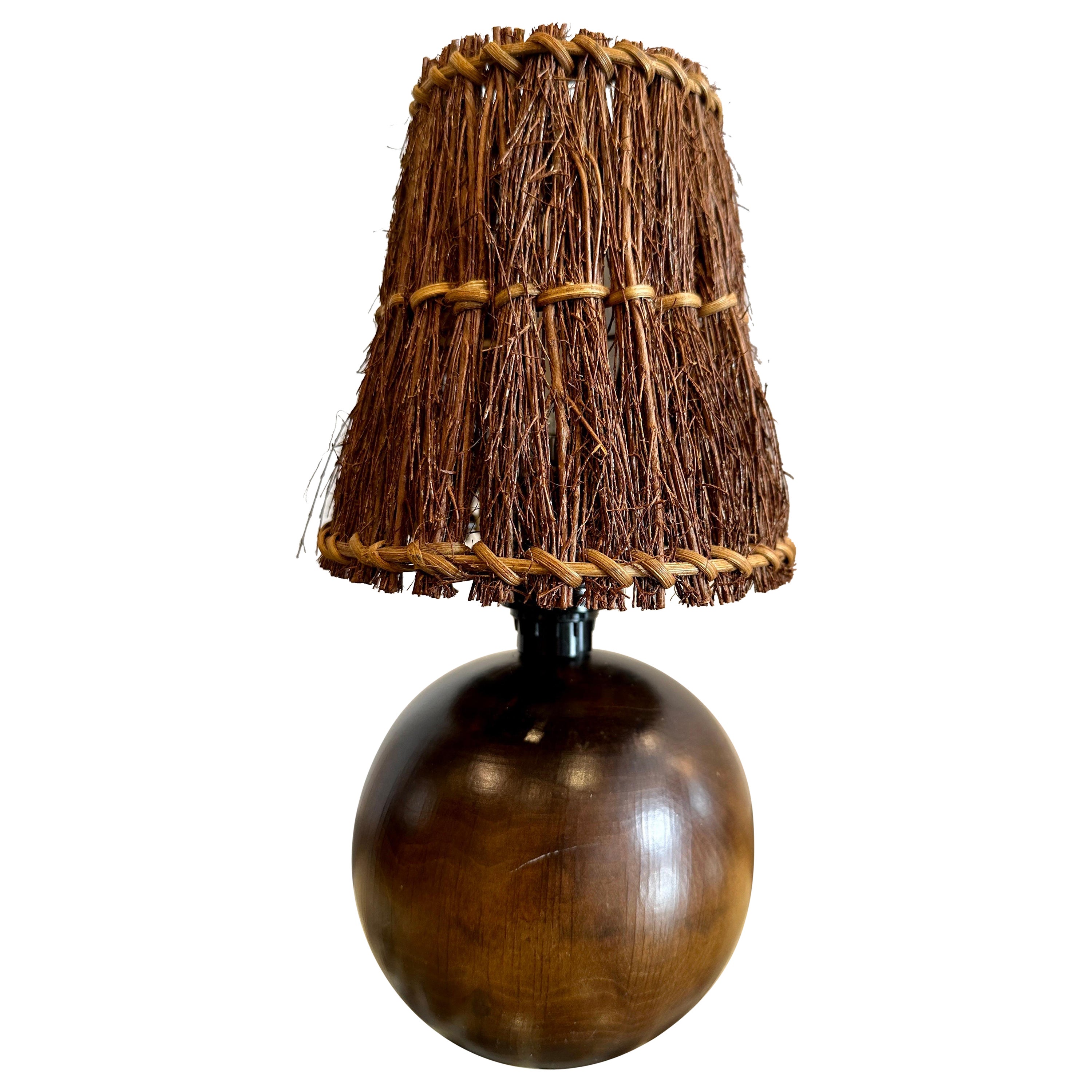 Mid-Century Scandinavian Teak Wood Globe Table Lamp For Sale
