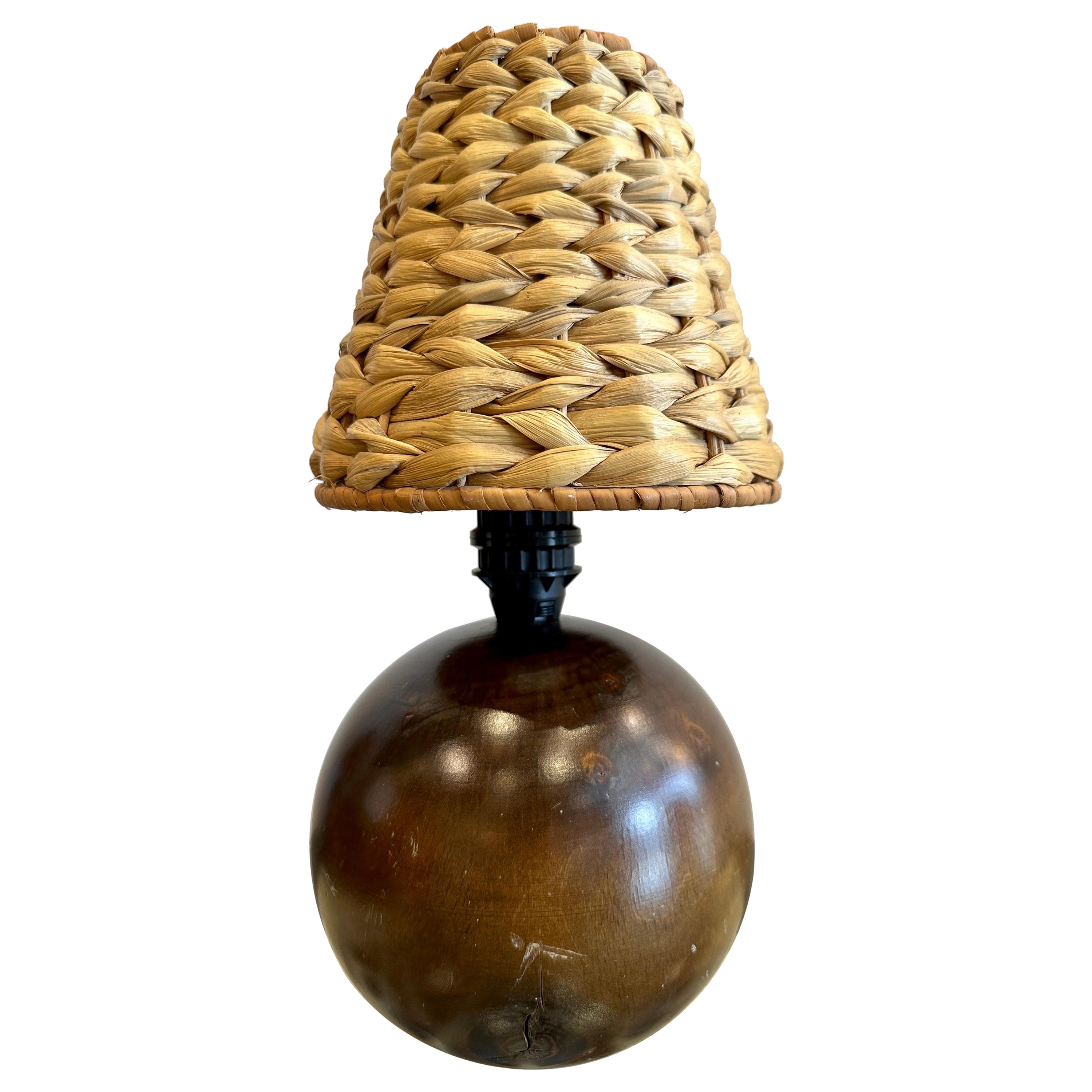 Mid-Century Scandinavian Teak Wood Globe Table Lamp For Sale
