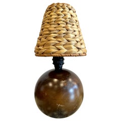Mid-Century Scandinavian Teak Wood Globe Table Lamp