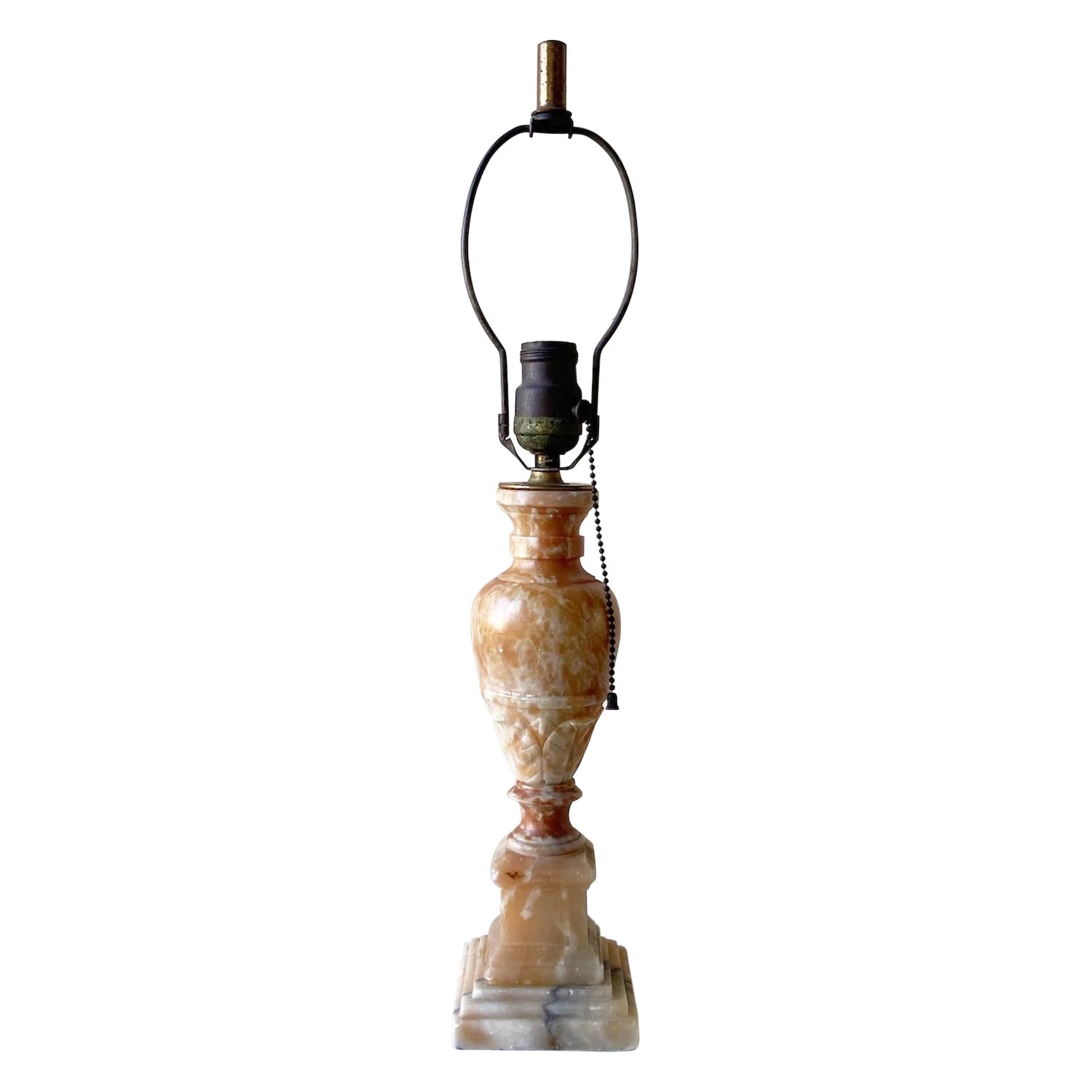 Vintage Brown Marble Hand Carved Table Lamp