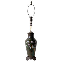Vintage Chinoiserie Hand Painted Porcelain and Brass Table Lamp
