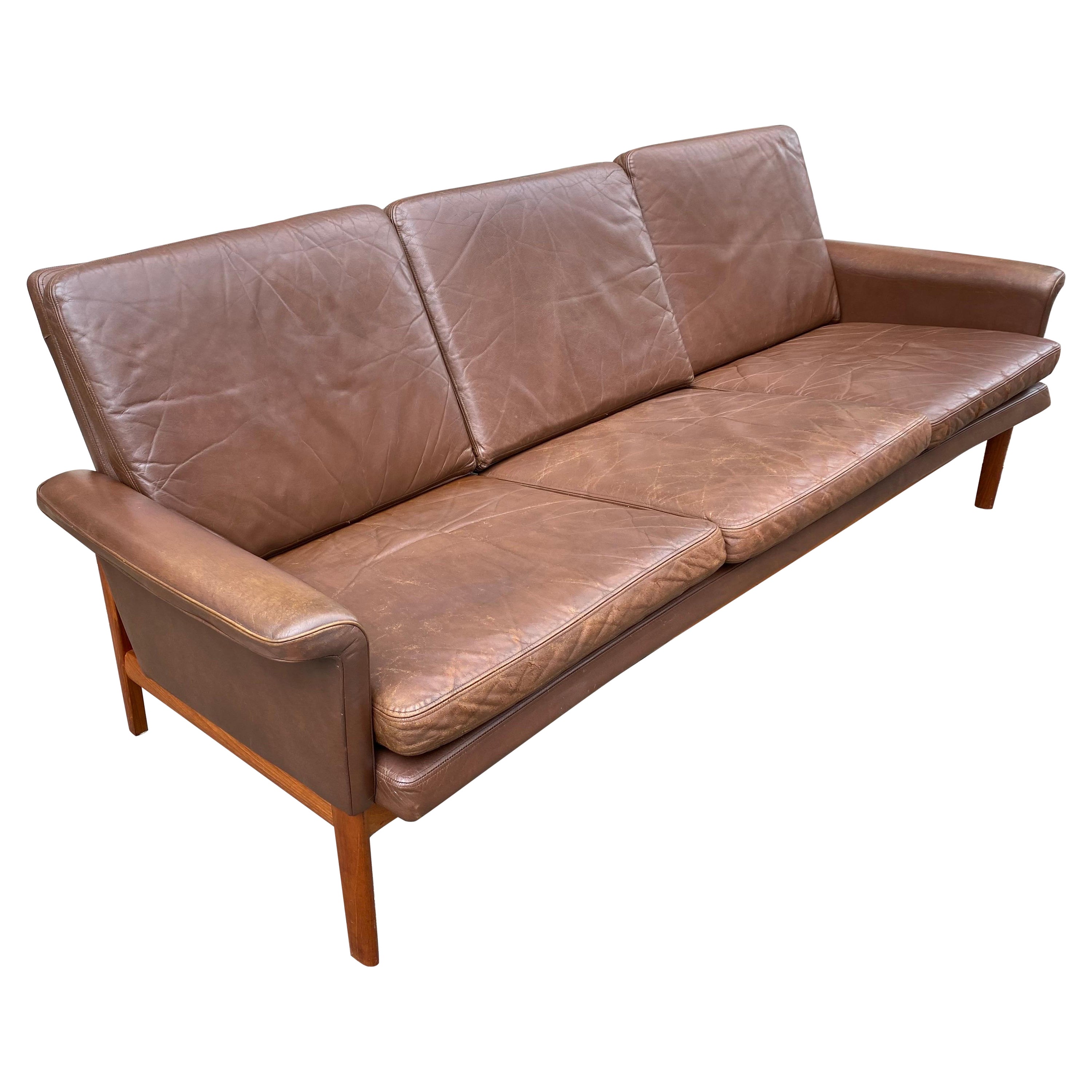 Finn Juhl Jupiter Leather 3-Seat Sofa For Sale at 1stDibs | finn juhl  jupiter sofa