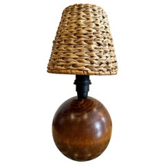 Mid-Century Scandinavian Teak Wood Globe Table Lamp