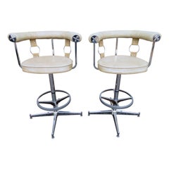 Vintage Sexy Pair of 70s Gucci Style Bar Stools Daystrom Mid-Century Modern