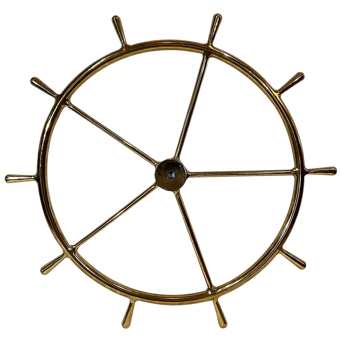 Massive Solid Brass Ships Wheel For Sale