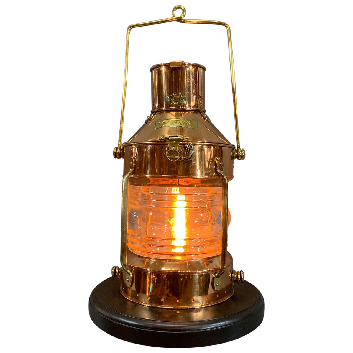 Copper Ship’s Anchor Lantern by British Maker For Sale