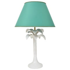 Tommaso Barbi White Palm Tree Faux Bamboo Table Lamp, Italy, 1970s