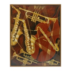 'Jazz' Contemporary Oil on Canvas Painting by Vera Jefferson 