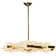 Honeycomb Brass and Glass Chandelier
