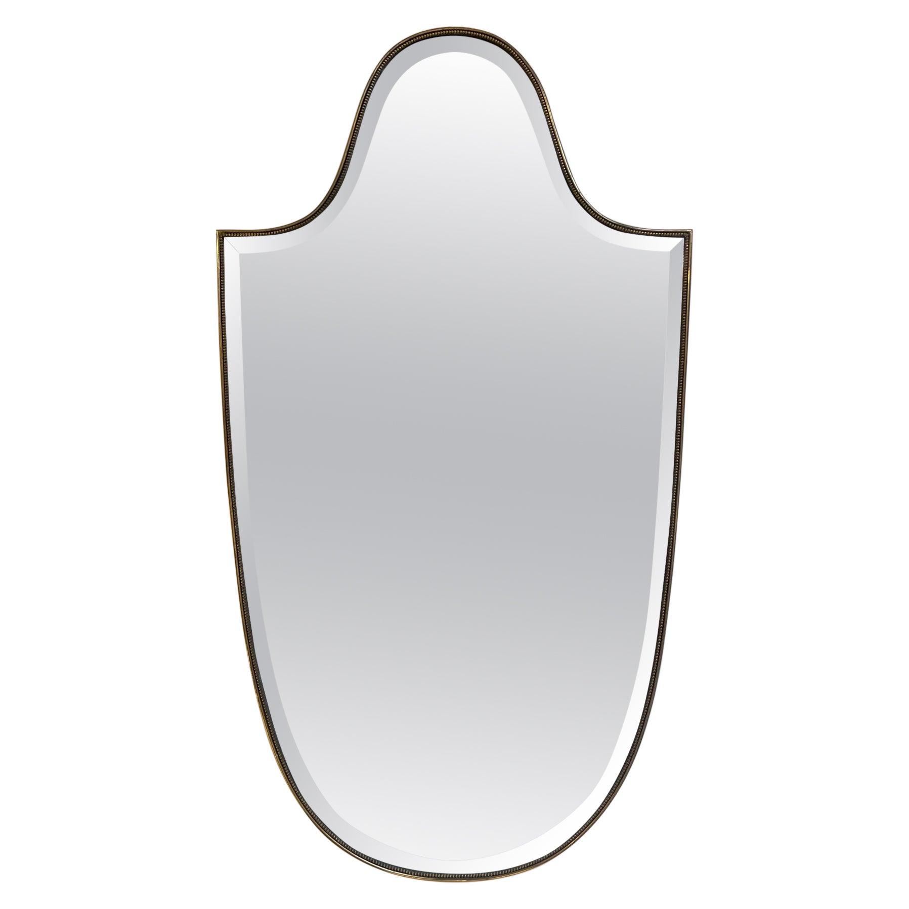 Mid-Century Brass Shield Mirror