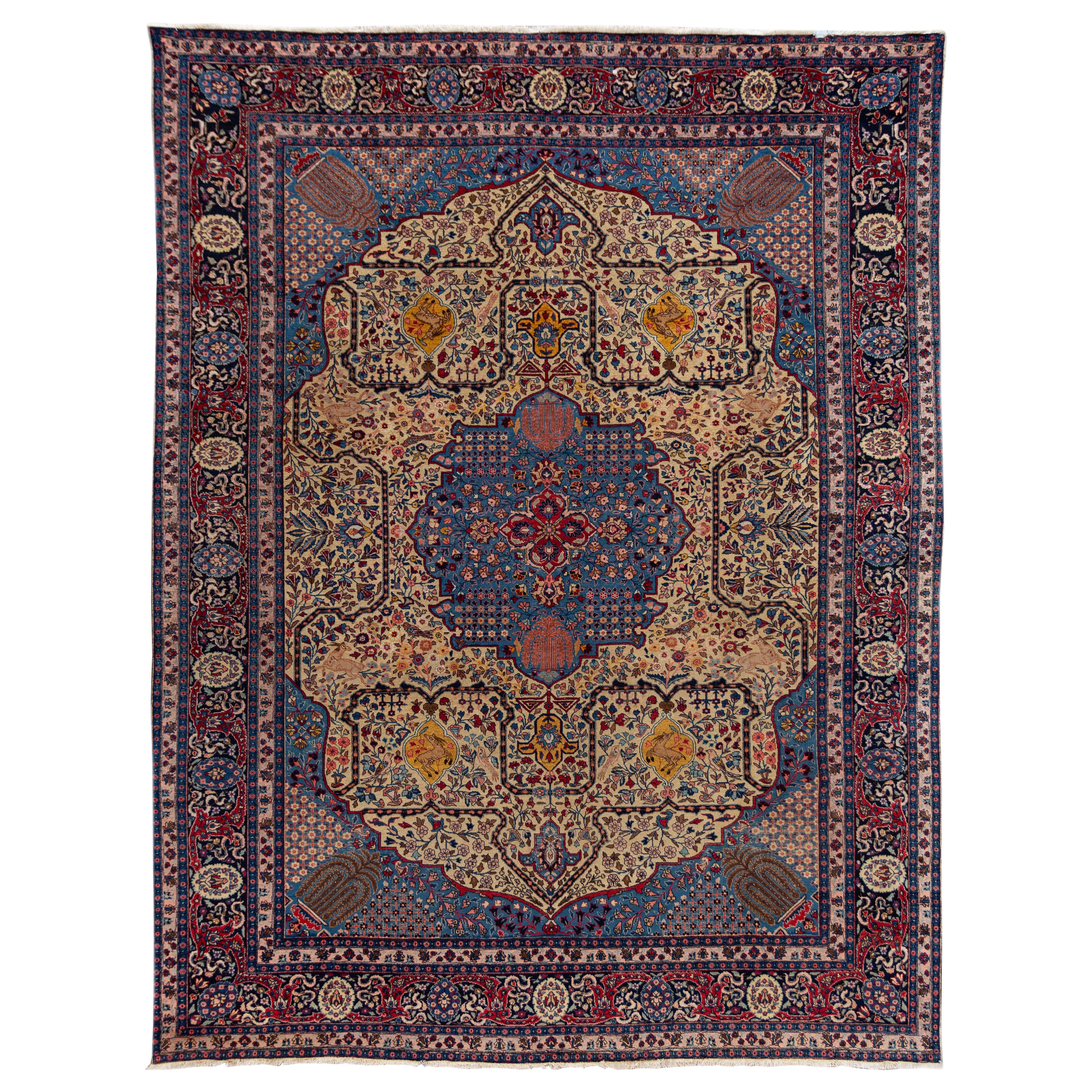 Classic Handmade Antique Persian Tabriz Wool Rug with Allover Design