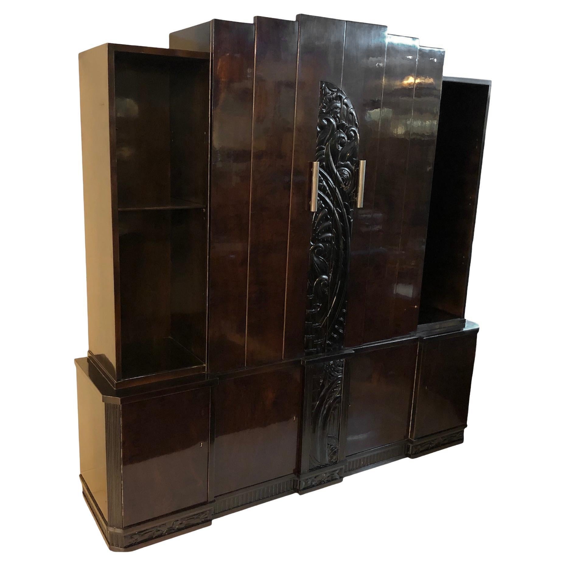 Bibliothèque Art Déco en bois, 1920, français