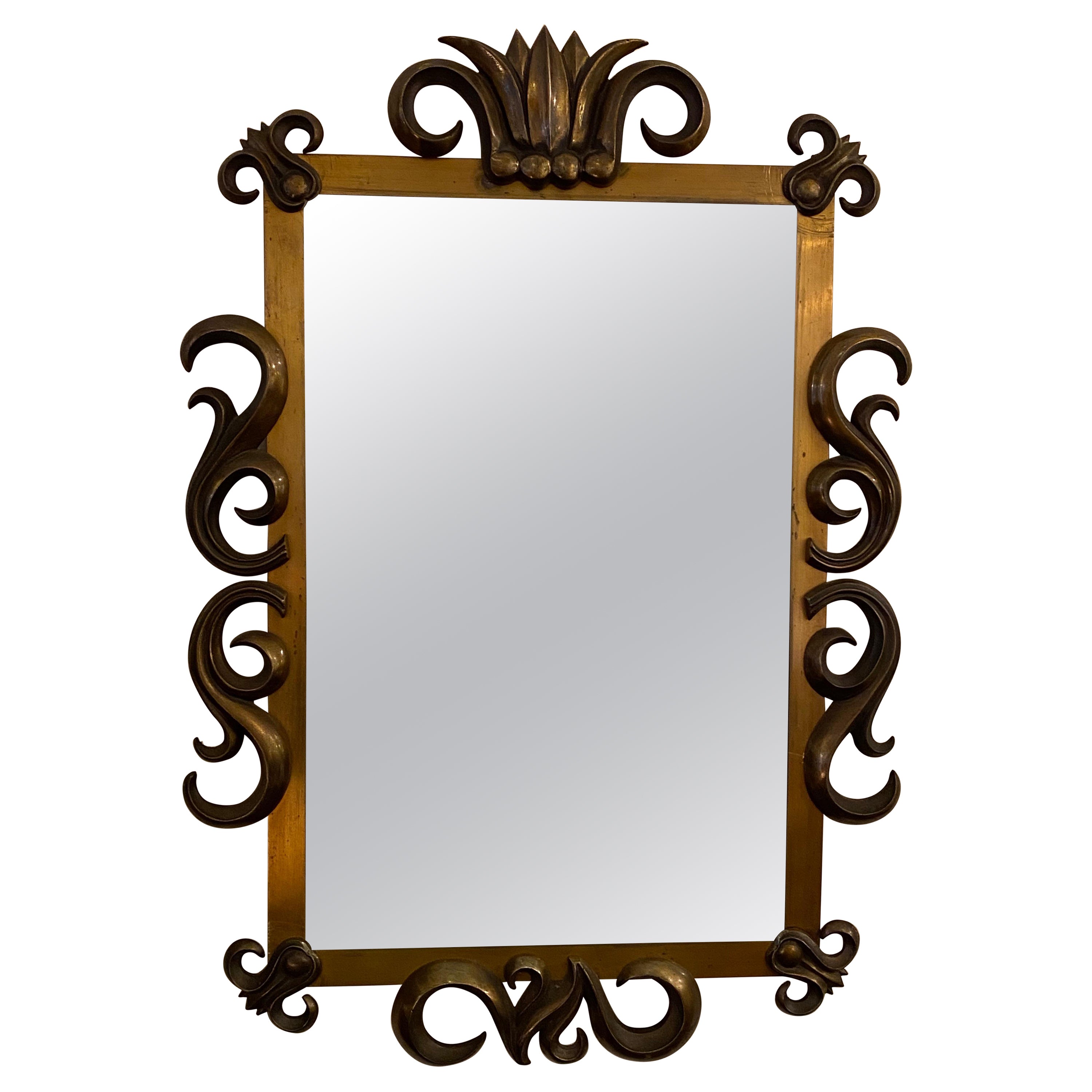 Ornate Italian Brass Wall Mirror at 1stDibs