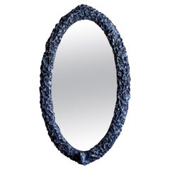 Contemporary Oval Sculpted Mirror in Slate Grey by Margit Wittig