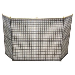 Vintage Steel and Brass Folding Fireplace Screen, Circa 1960