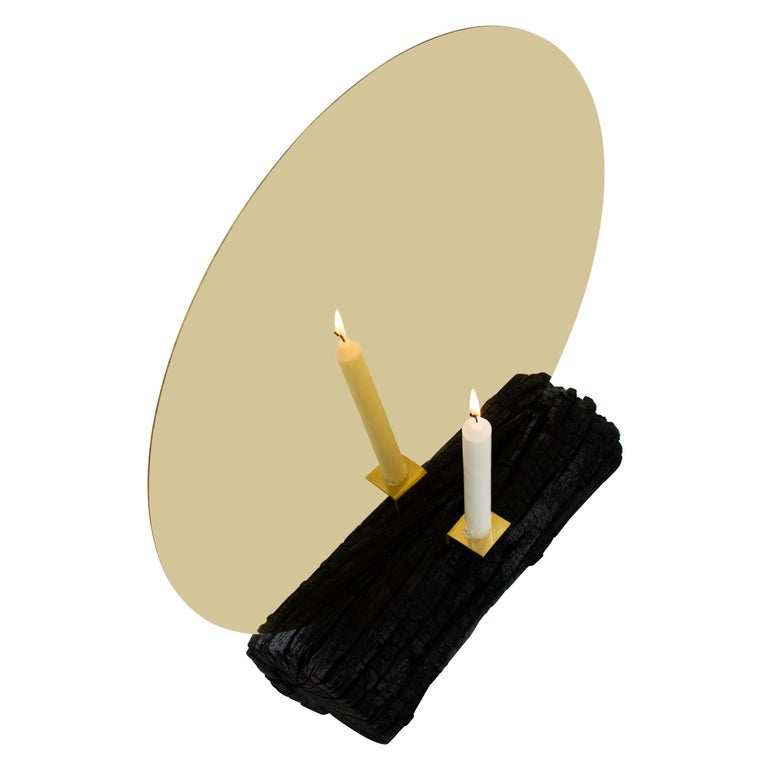 Brass Mirror Candle Holder by Dessislava Madanska For Sale at 1stDibs