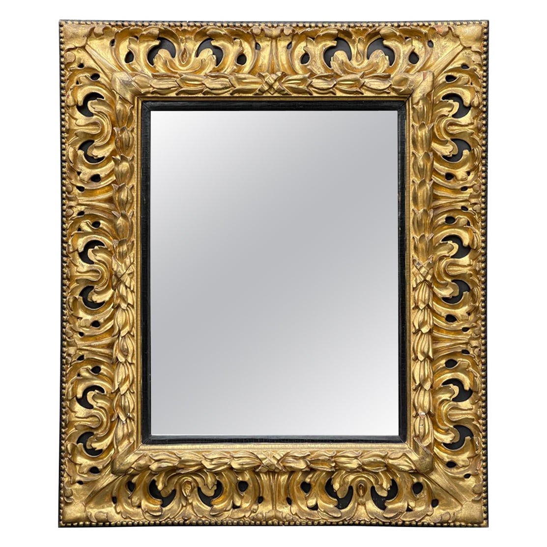 Miroir antique Regency Empire en bois doré et ébène du début du 19e siècle