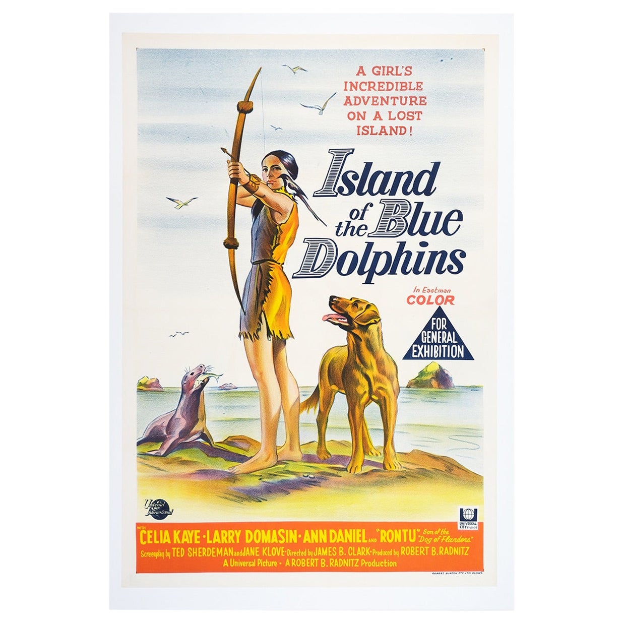 Island of the Blue Dolphins '1964' Vintage Original Poster Mint-Linen Backed For Sale