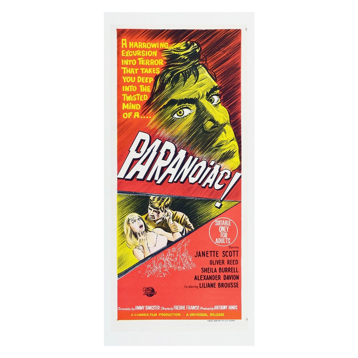 Paranoiac '1963' Original Vintage Poster Linen Backed For Sale