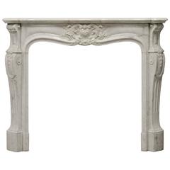 Antique French Louis XV Rococo Style Fireplace Surround 