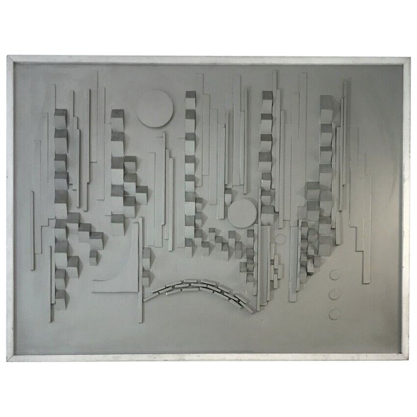 A MODERNIST OP-ART Abstract Geometric WALL PANEL RELIEF PANTING, Italy 1970 For Sale
