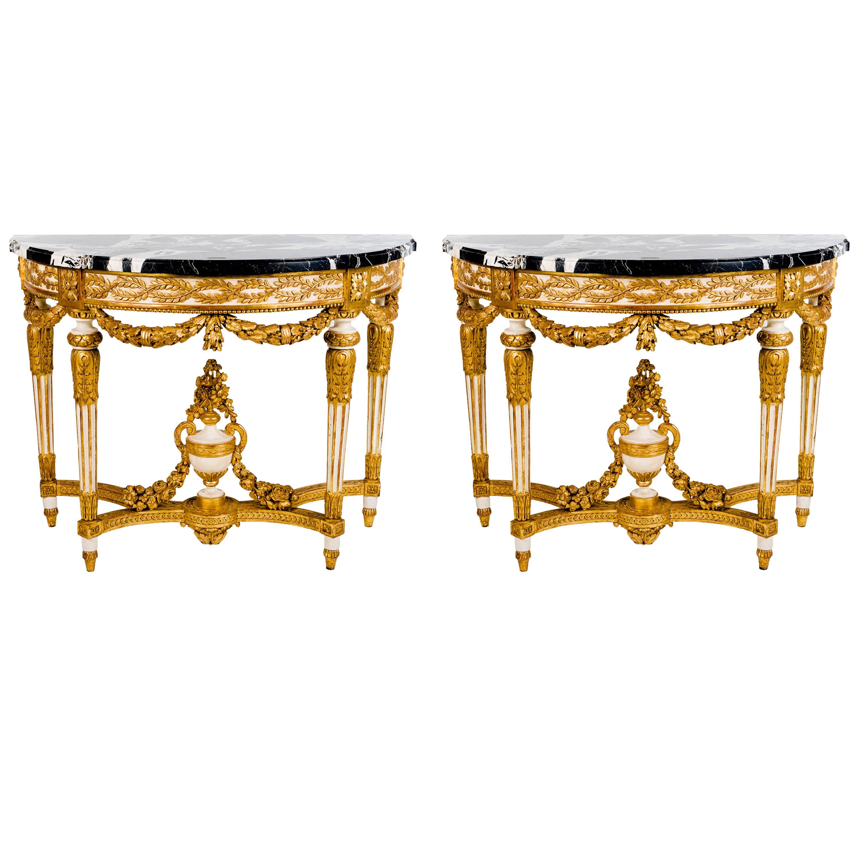Pair of  18' century Nord Italian Console Tables