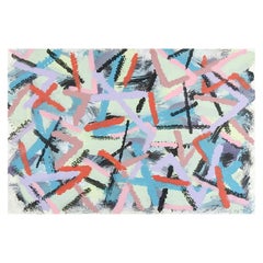 Abstract Blue, Red & Purple Painting on Paper