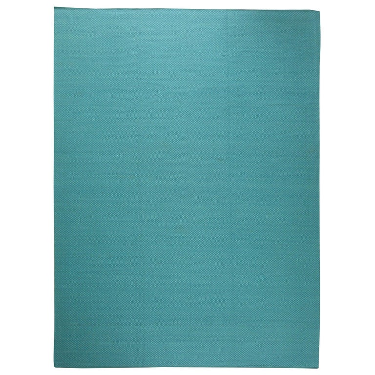 Contemporary Turquoise Geometric FlatWeave Viscose Rug by Doris Leslie Blau For Sale at 1stDibs