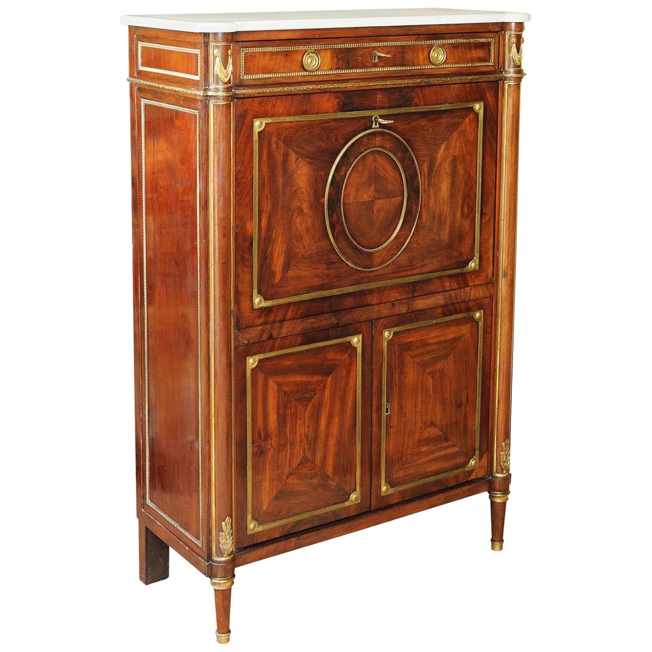 French Louis XVI Mahogany Secretaire Bureau, circa 1780 For Sale