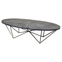 The "George" Oval Mosaic Coffee Table with Sunburst Top by Oly Studios