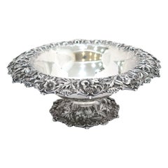 11 in Sterling Silver S. Kirk & Son Antique Floral Repousse Footed Serving Bowl