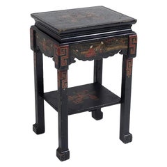 19th C. Black Lacquered Chinese Oriental Decorative Chinoiserie Occasional Table