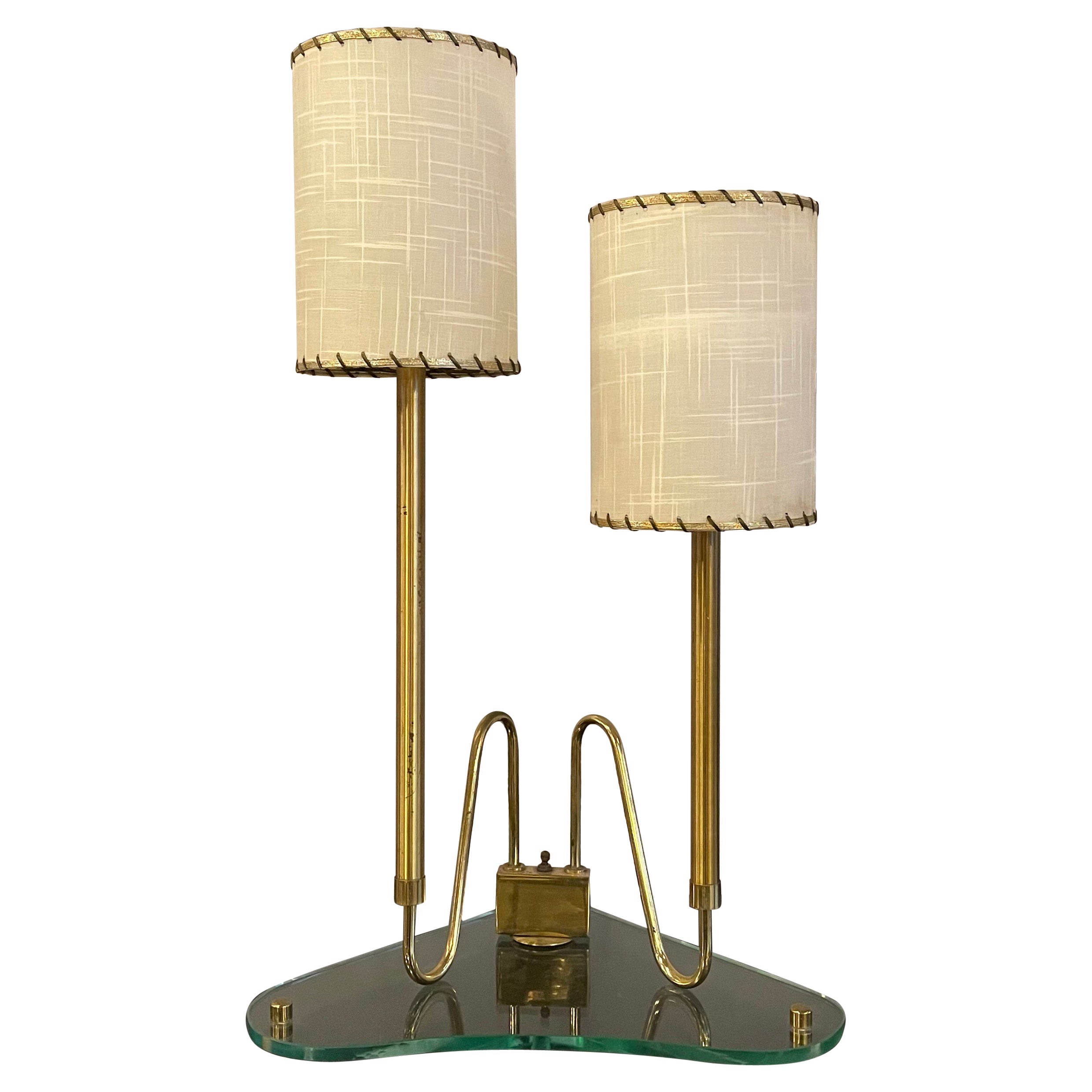 Double Brass Stem Table Lamp By Gio Ponti For Fontana Arte at 1stDibs